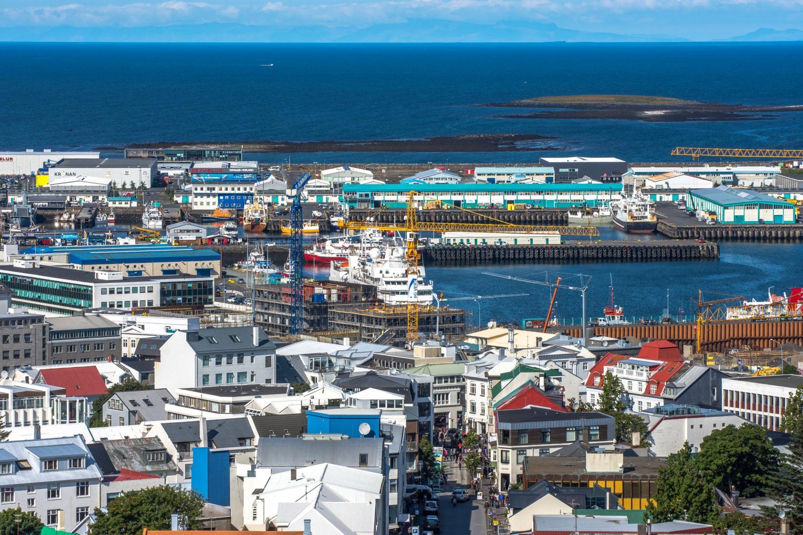 Colourful Reykjavík skyline with Hallgrímskirkja Church