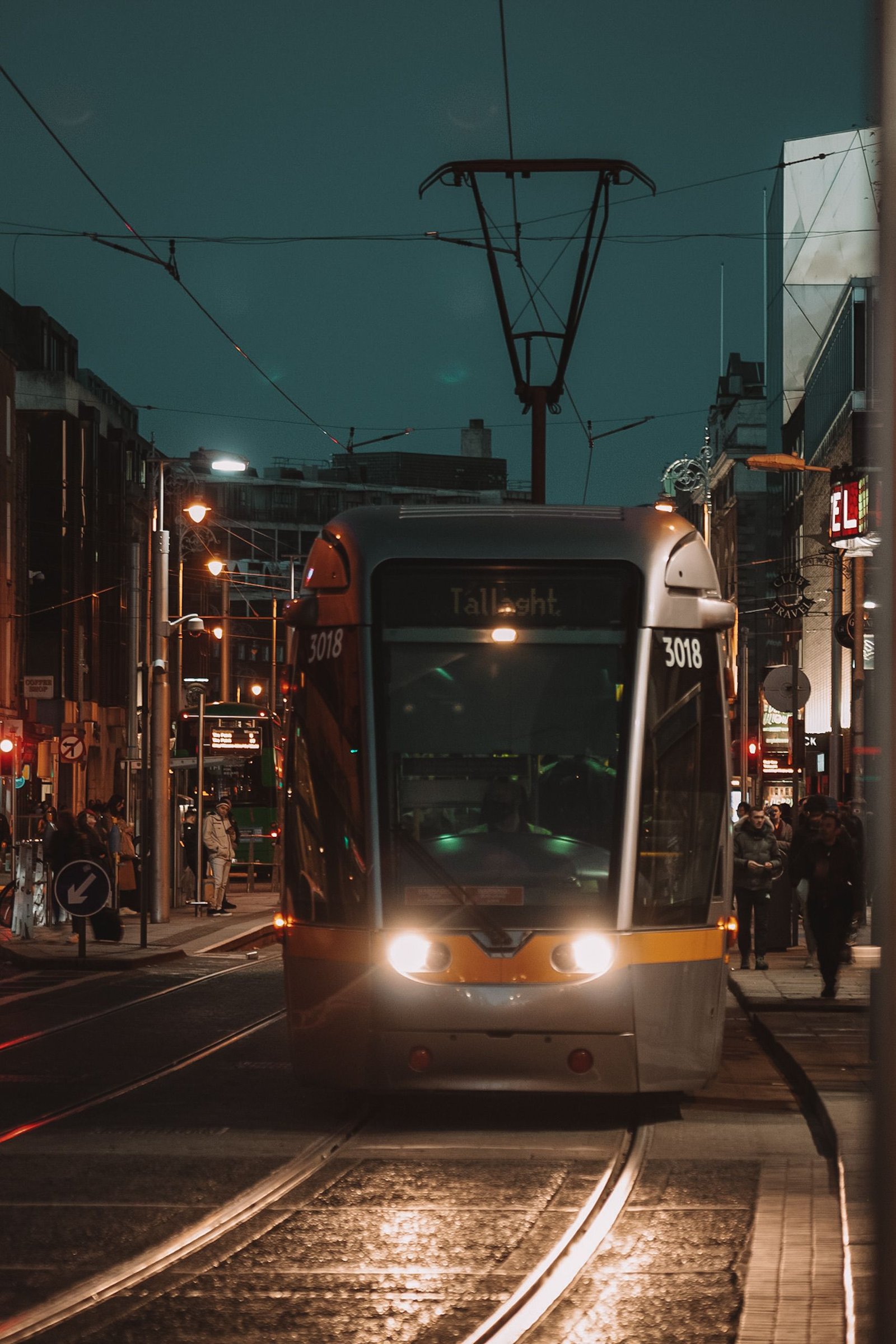 Luxury hotels and evening skyline in Dublin