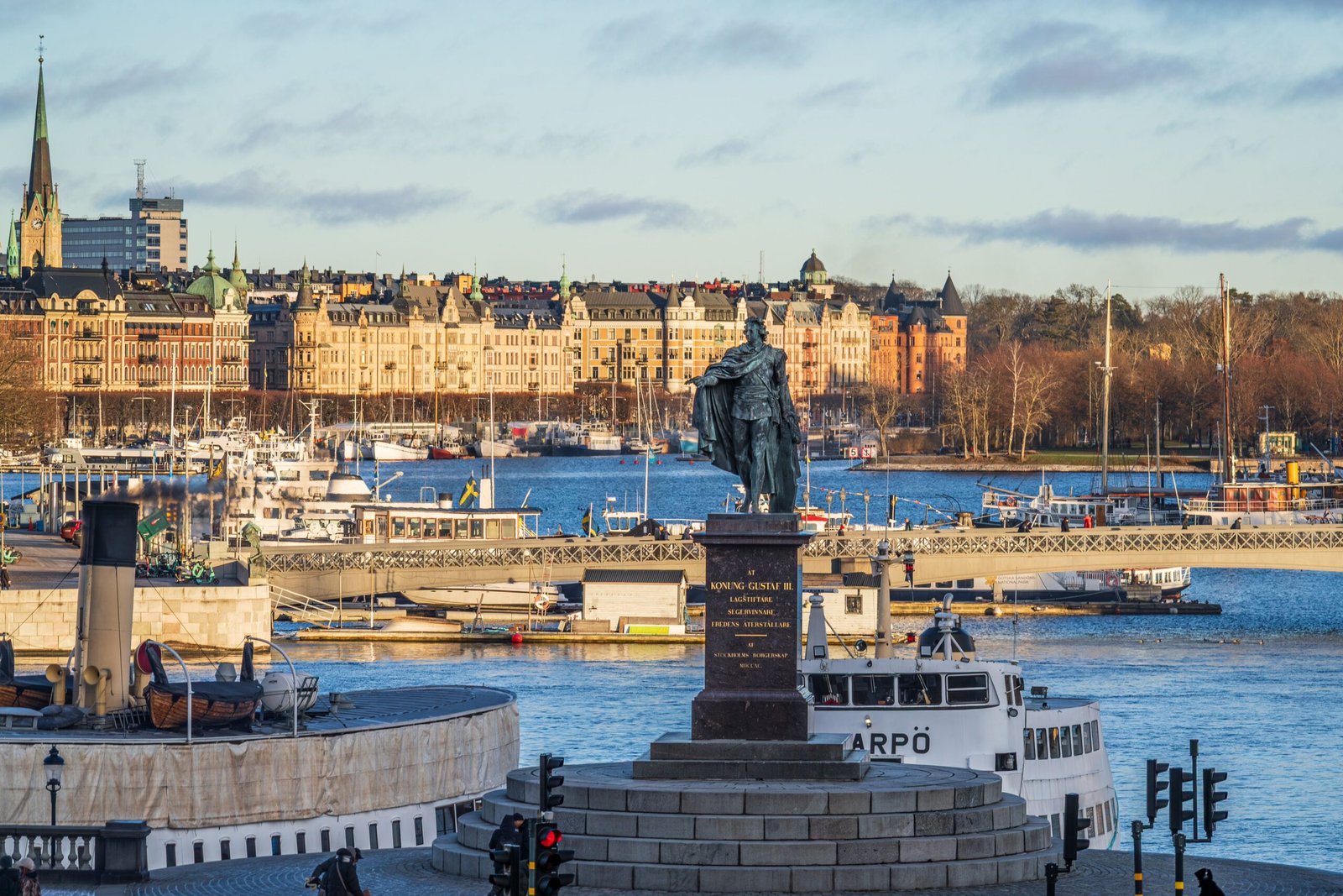 Stockholm skyline and waterfront after sunset